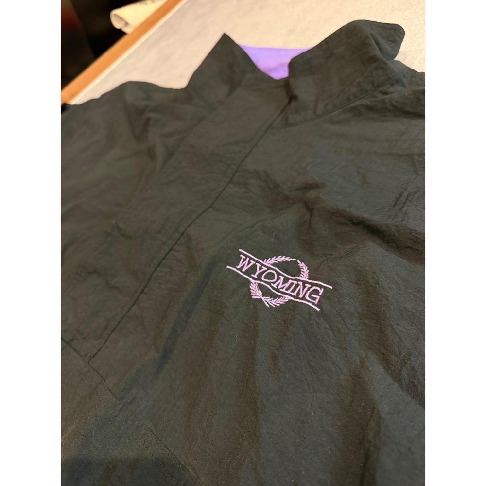 Vintage Gear For Sports Wyoming Windbreaker Pullover Black Purple Teal Large - Picture 2 of 7